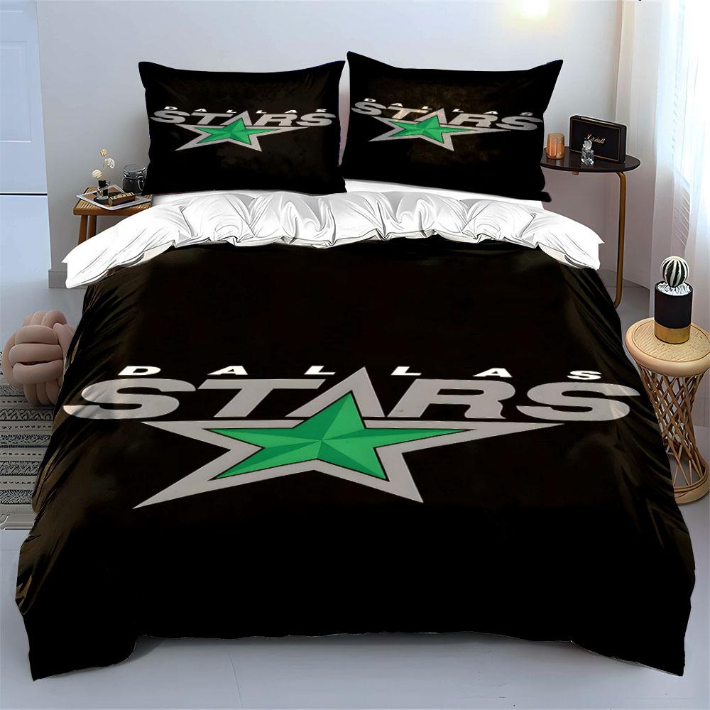 Dallas Stars Green Star Logo Design Print Bedding Set Duvet Cover Pillowcases (1* Duvet Cover 2* Pillowcases Do Not Include Comforter)
