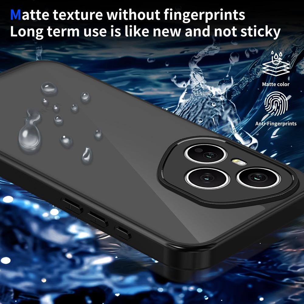 KEYSION Matte Translucent Black Phone Case for HONOR 400 Pro 5G Silicone+PC Clear Shockproof Back Cover for Honor 400 Lite 5G