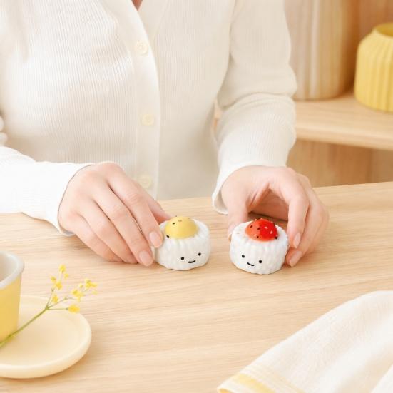 Yousheng Yolk Rice Ball Squeeze Toy, Smiling Cartoon Rice Ball Dumpling Stress Relief Toy, Slow Rebound Fake Food Sensory
