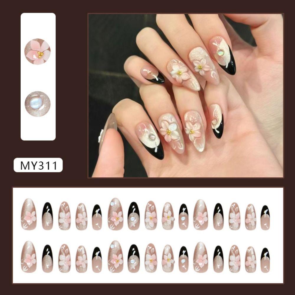 French False Nails Long Almond Press on Nails Manicure Fake Nails  Women