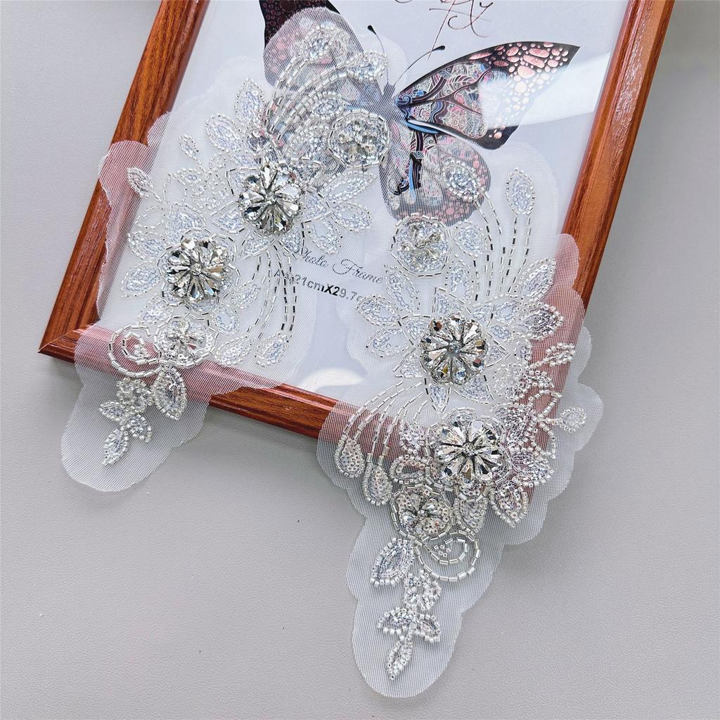 Blingbling Flower Patches Sew On Bannner Repair For Clothing Applique DIY Patches Blingbling Rhinestones Sew On Craft