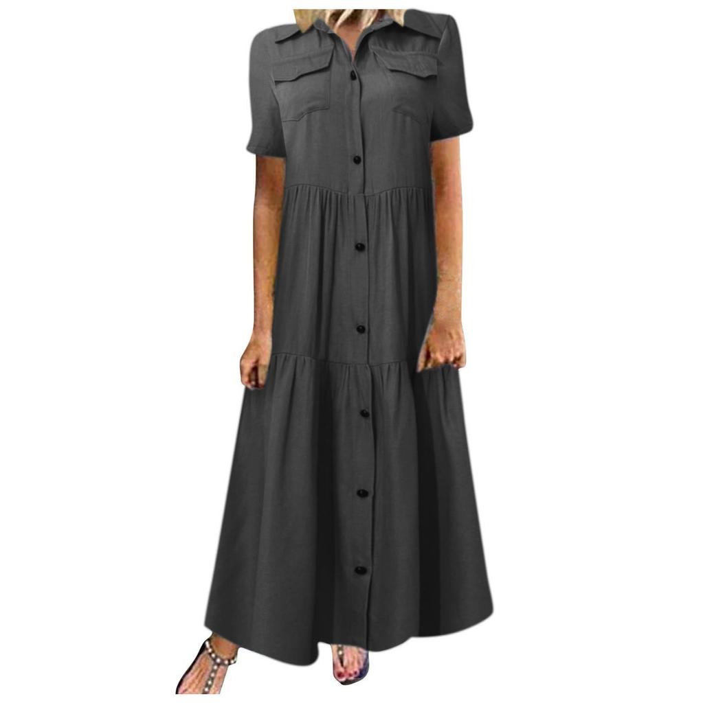 Dámské letní prošívání Dlouhé šaty Temperament Velká houpačka Sukně Úzká imitace džínových šatů