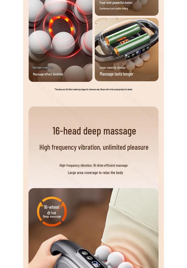 Cross 16-Head Muscle Massager: High Thrust Electric Fascia Gun with Multi-Heads