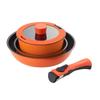 Frying Glass Induction and Gas Bestware Resistance Pan, Pot, Lid, Handle, 5-Piece Set, Compatible, Orange, NM-222,