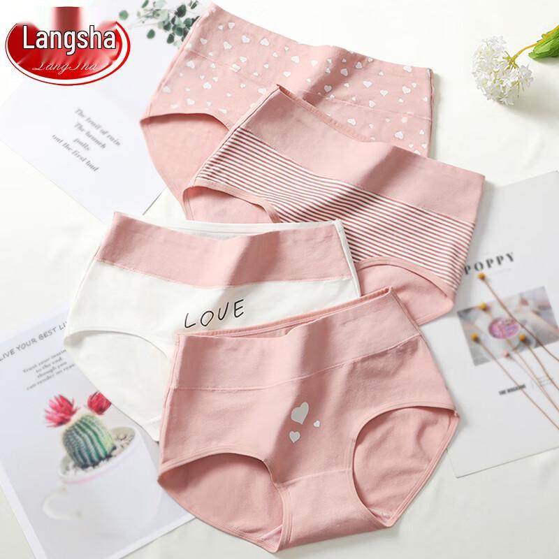 Langsha Women's Plus Size High-Waist Cotton Briefs 4-Pack
