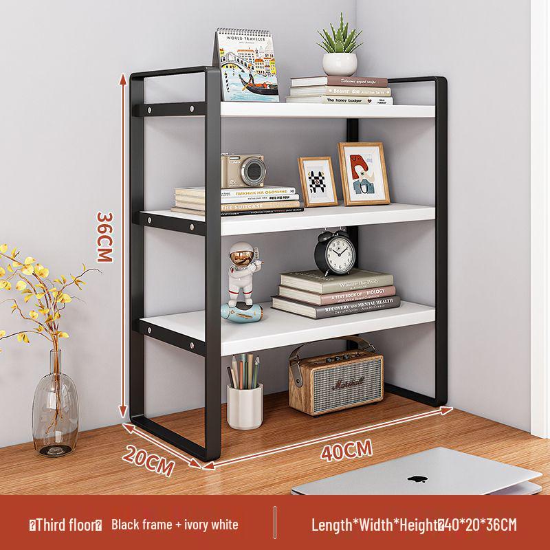 Wrought Iron Desktop Bookshelf for Bedroom, Living Room, or Office - Small, Simple Tabletop Organizer