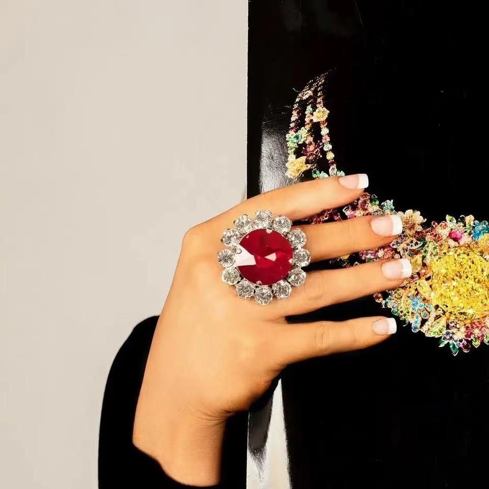 Elegante Anello Circolare Aperto con Diamanti d'Acqua per Donna con Placcatura Elettrica in Diversi Colori