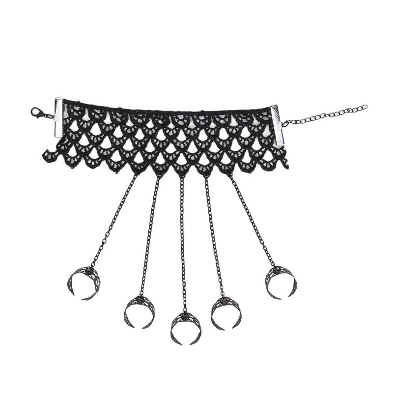 Gothic Style Exaggerated Personality One-Piece Finger Chain Women'S Retro Hollow Tassel Nail Back Chain