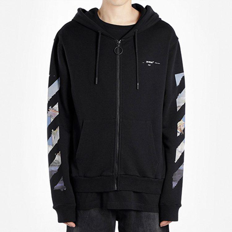OFF WHITE Edouard Manet Floating Studio Arrows Zip Up Hoodie OMBE001G20FLE0011088