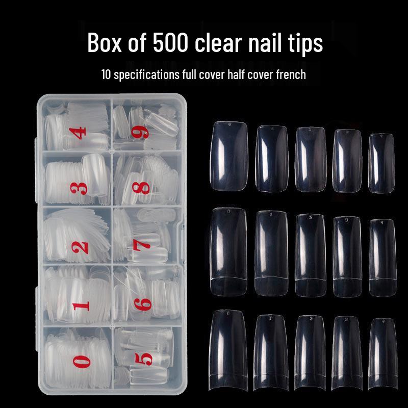 

Nail Tips Set: 500 Pcs Transparent & Natural French, Full & Half Cover Options