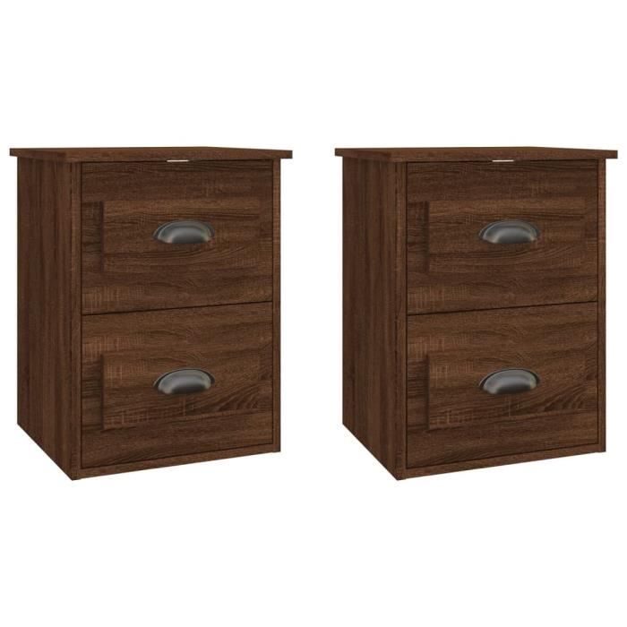 VidaXL Tables de chevet murales 2 pcs Chêne marron 41,5x36x53 cm 816407