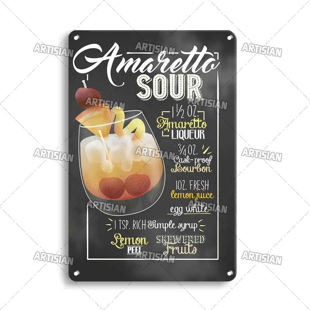 Mfoever Tin Sign Vintage Cocktail Recipe Metal Tin Sign Retro Bar Drink Menu Wall Art Decor for Pub Bar Man Cave Kitchen Rustic Iron Painting Pla
