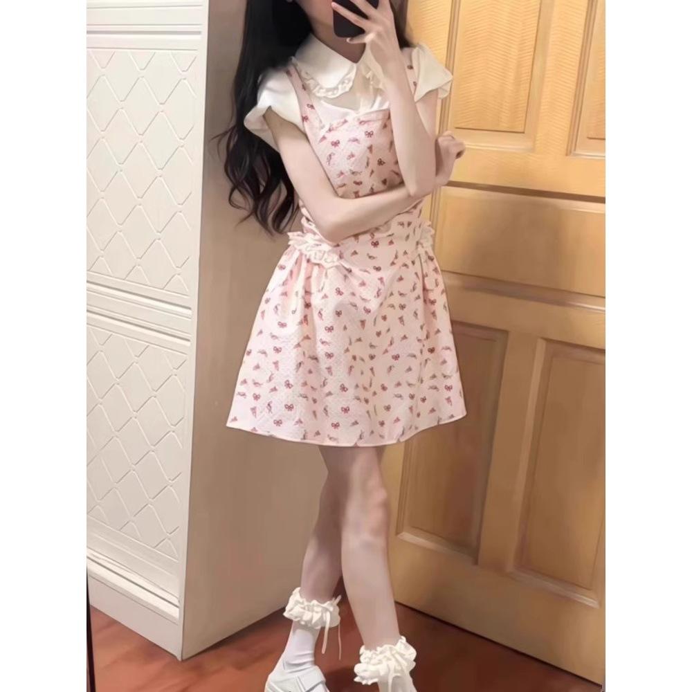 Girl dress summer new gentle floral princess skirt small waist