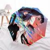 1pc Colorful Laser Light Automatic Opening Umbrella with Anime Character Design - Portable 3-Fold Design, 8-Bone Iron Frame Outdoor Umbrella for Fans,