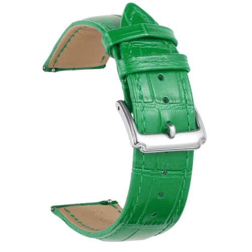 

BINLUN Leather Watch Band, Quick Release, Replacement Strap for Men and Women, Crocodile Leather Pattern, Smartwatch Strap (17mm, Green)