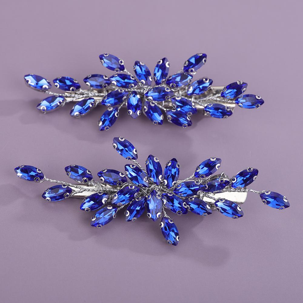 2 Stück Strass Haarspange für Hochzeit Braut Kopfschmuck Silber Schwarz Braut Haaraccessoires Grün Rot Tiara Blau Lila Ornamente