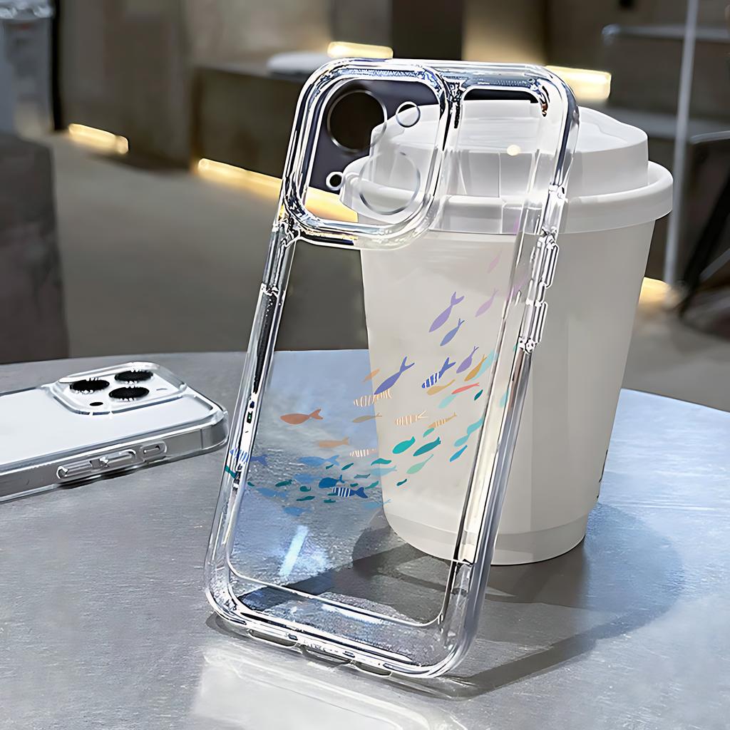 Colorful fish Phone Case For iPhone 17 16e 16 15 14 13 12 11 Mini Air Pro Max X XR XSMax 7 8 Plus Transparent Soft Back Cover