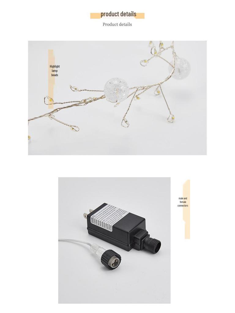 LED Waterproof Crackle Ball String Lights with Remote Control - Decorative Fairy Lights