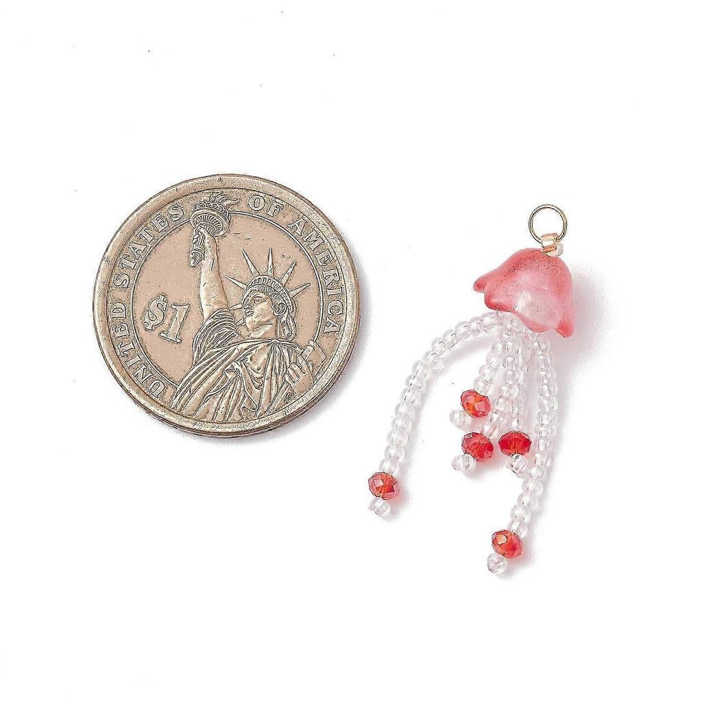 2025 20pcs Glass Seed Beaded Jellyfish Pendants Pendant For Women