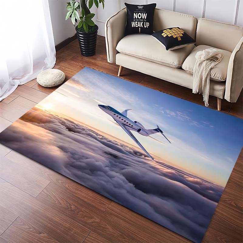 Private Jet Above Clouds Area Rug, Non-Slip Floor Mat for Living Room 40x60cm( 15x23in )