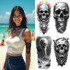 3 Stück Temporäre Tattoos Wasserdicht Langlebig Körperaufkleber Totenkopf mit Krähe Totenkopf mit Spinne und Portal Skelett mit Flügeln Für