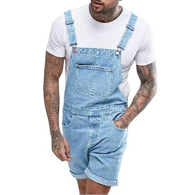 Summer Fashion Men's Jumpsuit Denim Shorts Streetwear Brace Jeans