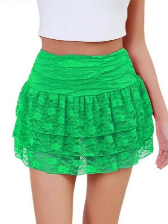 European & American Multi-layer Lace Trim Stacked Mini Midi Skirt – Sexy Fashion for Trendy Women