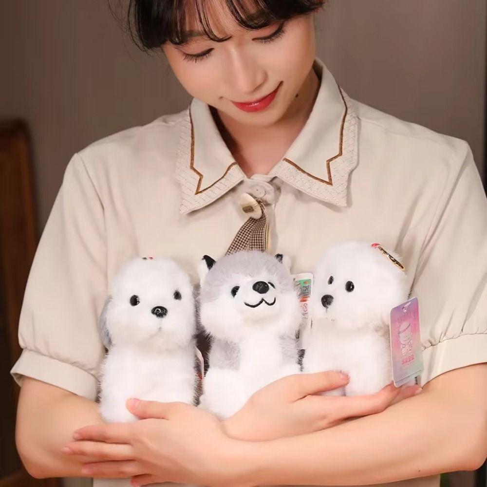 PP Cotton Husky Dog  Doll Pendants Realistic Simulation Dog Poodle Stuffed Doll  Kids Gifts