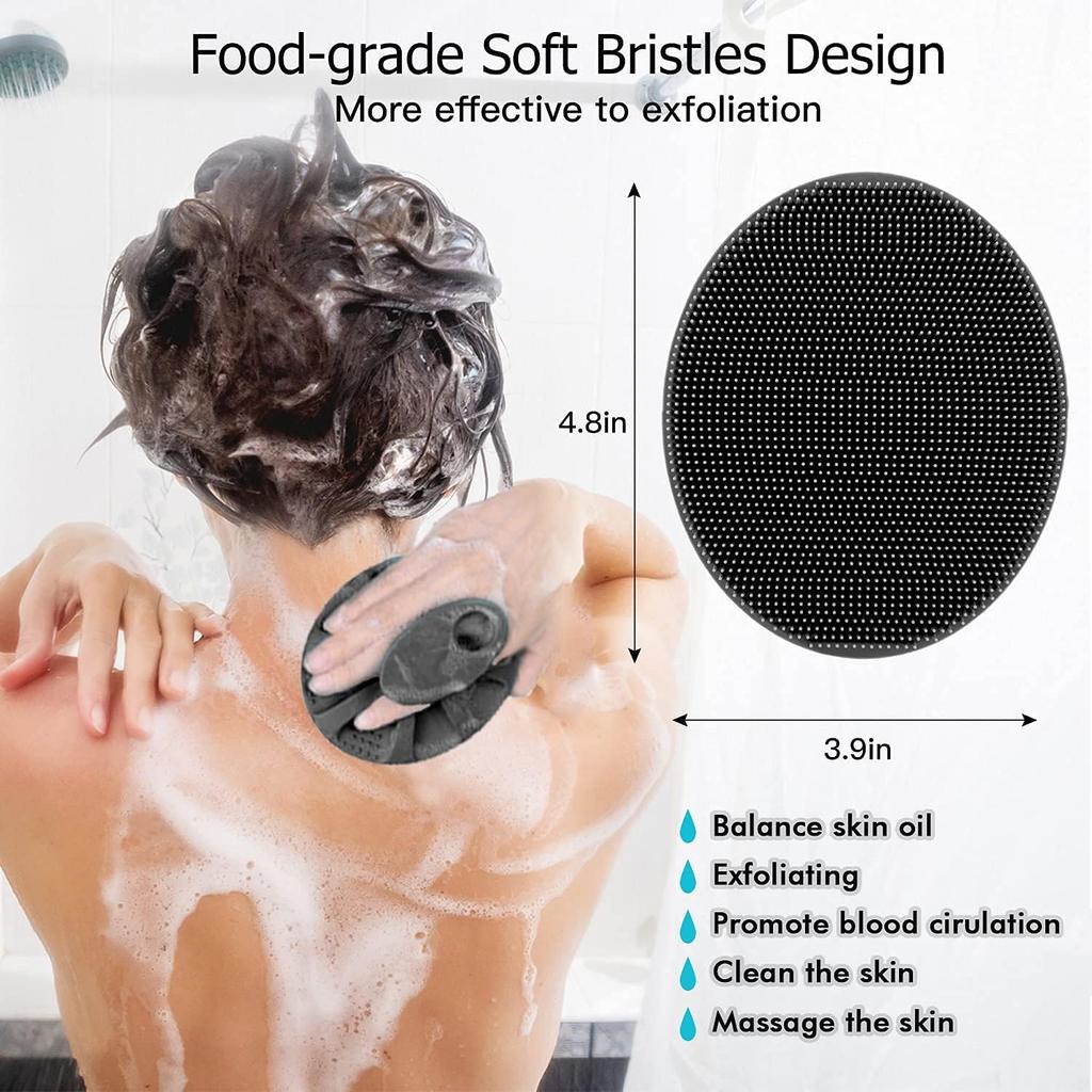 VADHVALA ENTERPRISE Soft Silicone Body Brush Scrubber Shower Brush Handheld Cleansing Skin Brush, Gentle Exfoliating and Lather Well 1 Pcs Food-Gr