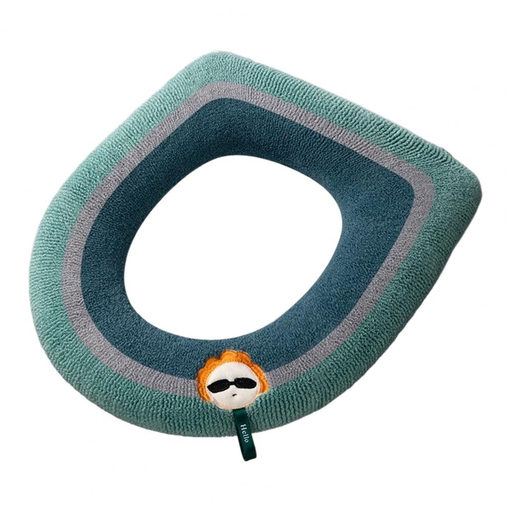 

Plush Toilet Rug Cozy O-shaped Toilet Mat with Handle Minimalist Bathroom Rug for Warmth Comfort Stylish Bath Mat Bathroom ціан