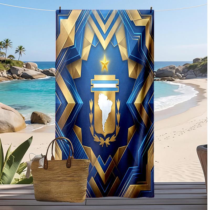Asciugamano da Spiaggia Stampa Calcio Argentina Asciugatura Rapida Super Assorbente Morbido Asciugamano da Bagno per Nuoto Spiaggia Viaggio Souvenir Regalo per Fan