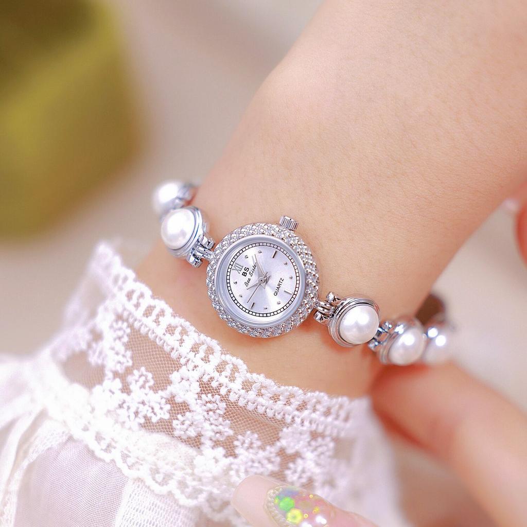 BS Watch For Women Small Fragrance Medieval Luxury Pearl Bracelet Watch Temperament Waterproof Ladies Fashion Quartz Watches