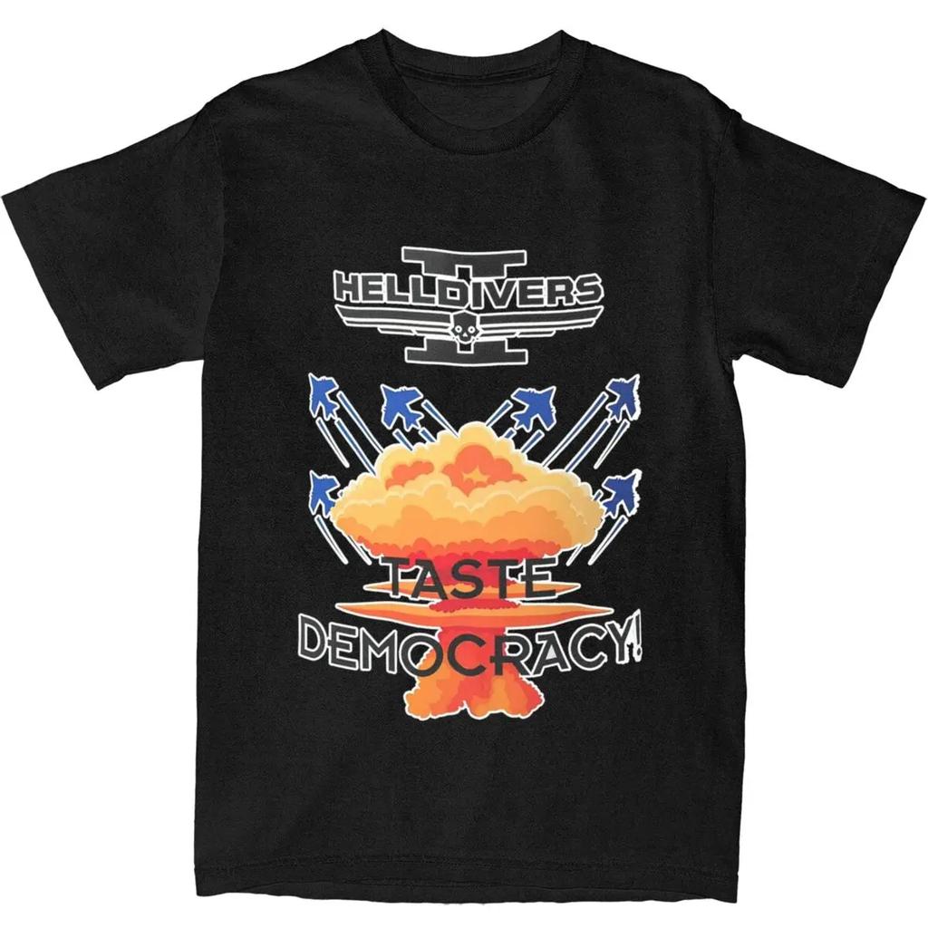 Men Women Helldivers 2 Gaming Taste Democracy T-Shirts Accessories Novelty Cotton T Shirt Tee Clothing All Seasons
