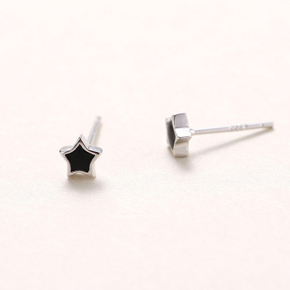 Cool Mini Black Handsome Korean Style Ear Stud Female Heart Earrings Dripping Oil Fashion Jewelry