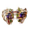 Light luxury retro butterfly ring with colorful gemstones Gold ring with amethyst and cubic zirconia Women's banquet personalized earrings