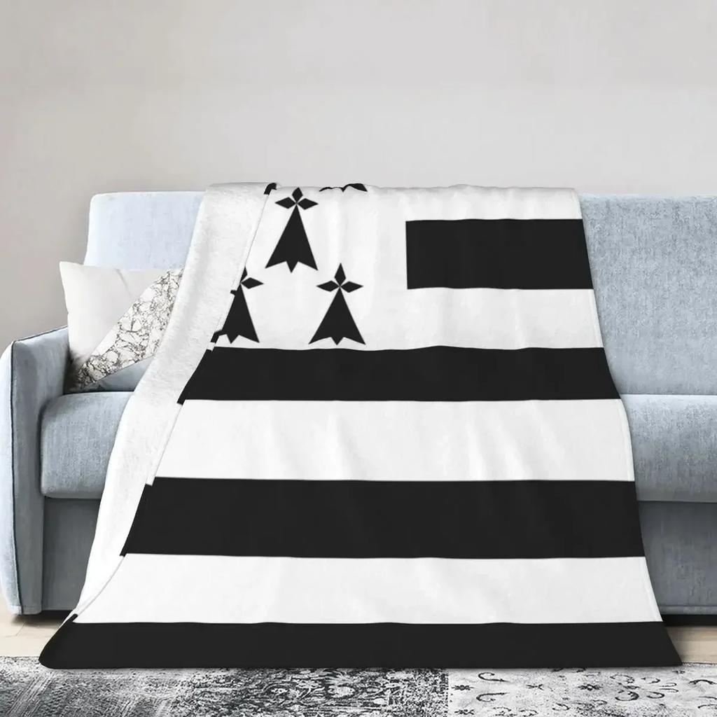 Flagge der Bretagne Drapeau Breton Gwennhadu Hermelin Weiche Warme Flanell-Kuscheldecke für Bett Sofa Picknick Reisen