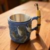 Angler's Dream Ceramic Mug Creative Fisherman Themed Coffee Tea Cup Portable Drinkware for Fishing Lover Gift Home Office Daily