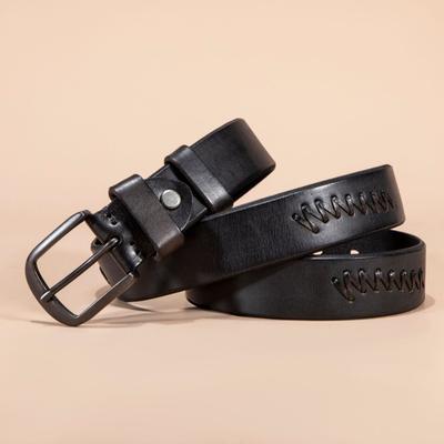 Ceinture Homme en Cuir Véritable de Vachette Pleine Fleur Rétro Fait Main