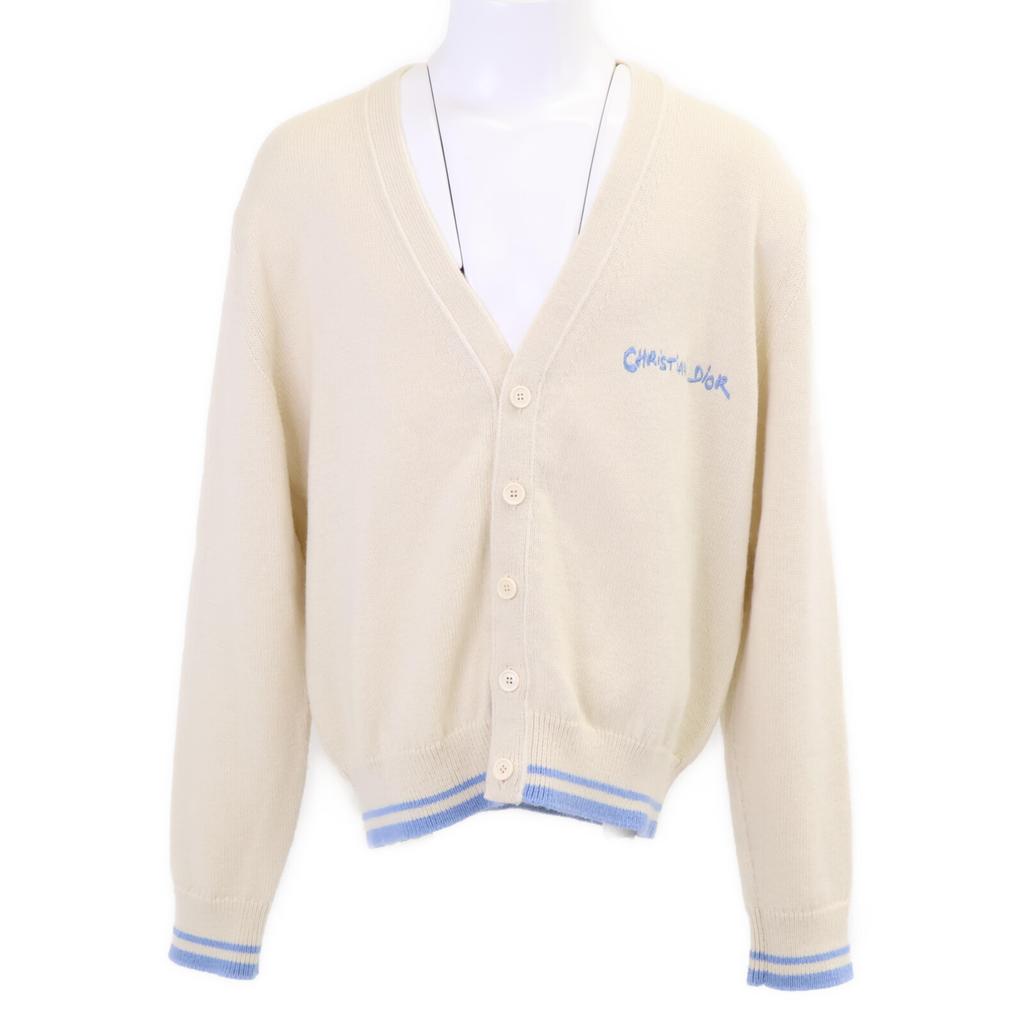 Dior [Domestic Regular] 443M204AT879 Wool and Alpaca Knit Cardigan / Tops L Ivory / BlueUsed