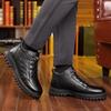 Men's Cotton Shoes Winter High-top Men's Shoes Genuine Leather Northeast Velvet Thickened Wool Warm Non-slip Snow Boots Men