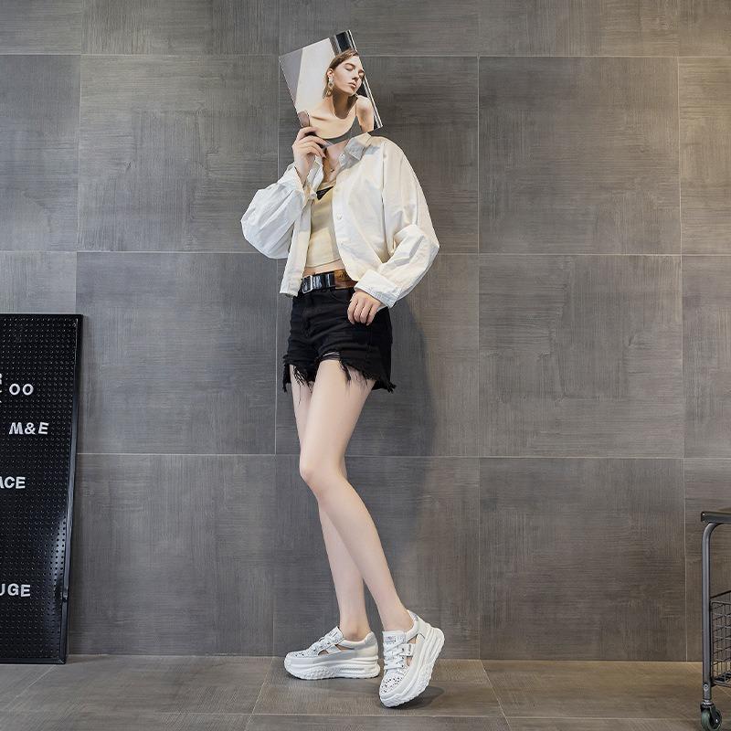 Summer new hollow dad shoes women's breathable casual thick baseplate shoes 52062