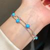 Jewelry Vintage Zircon Double Layer Round Pendant Hand Chain For Women Gift