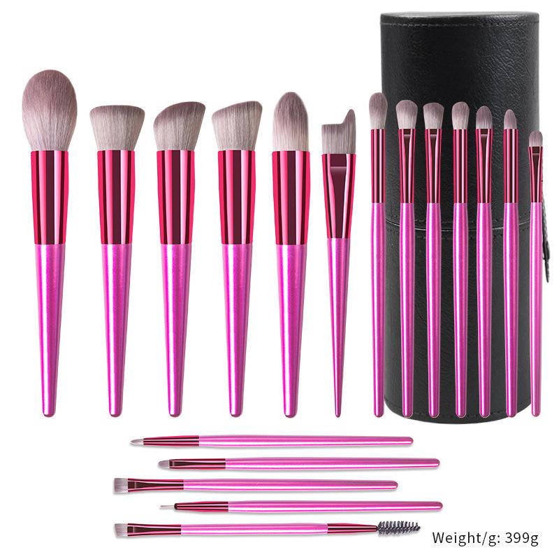 18-Piece Champagne Gold Makeup Brush Set: Powder, Blush, Eyeshadow, and Concealer Tools