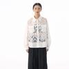 2025 Retro Jacquard Lace Lightweight Luxury Shirt - Spring/Autumn Loose, Versatile See-Through Top