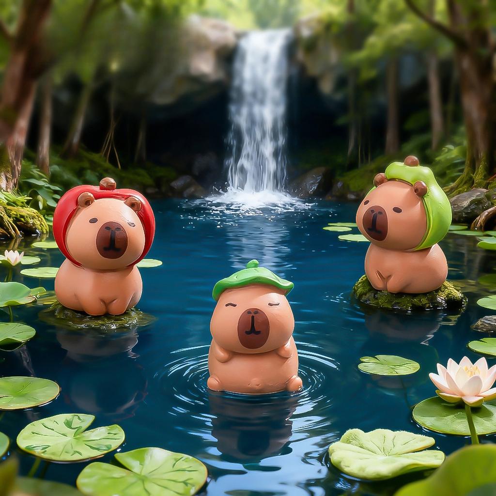 16Pcs New Miniature Capybara Mini Kapibare Action Figures Capybara Model Home Decoration Kids Gift Diy Micro Landscape Ornament