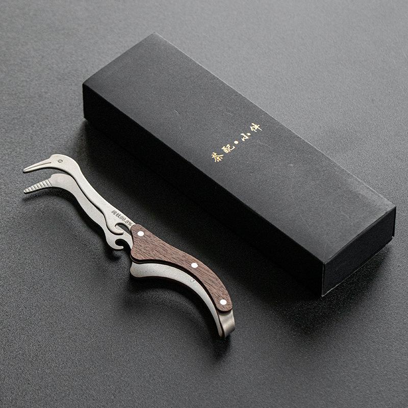 

Wooden Pure Titanium Skylark Tea Tweezer Retro Tea Clip Household For Toast Bread Pickles Kung Fu Tea Teaset Accessories Craft