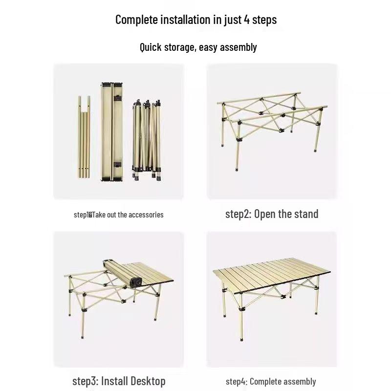Durable Portable Metal Folding Camping Table for Outdoor, Night Market, Car-Mounted, and Barbecue Use