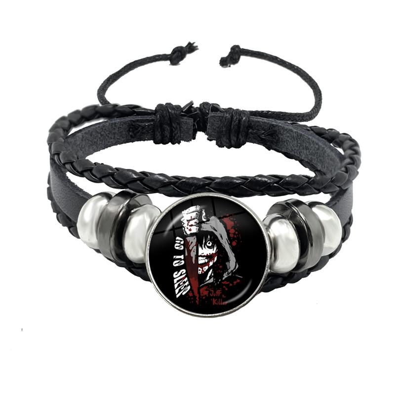 Fashion Accessory Gift For Kids Hot Creepypasta CREEPY PASTA TICCI TOBY Bracelet Glass Leather Bangle JEFF THE KILLER