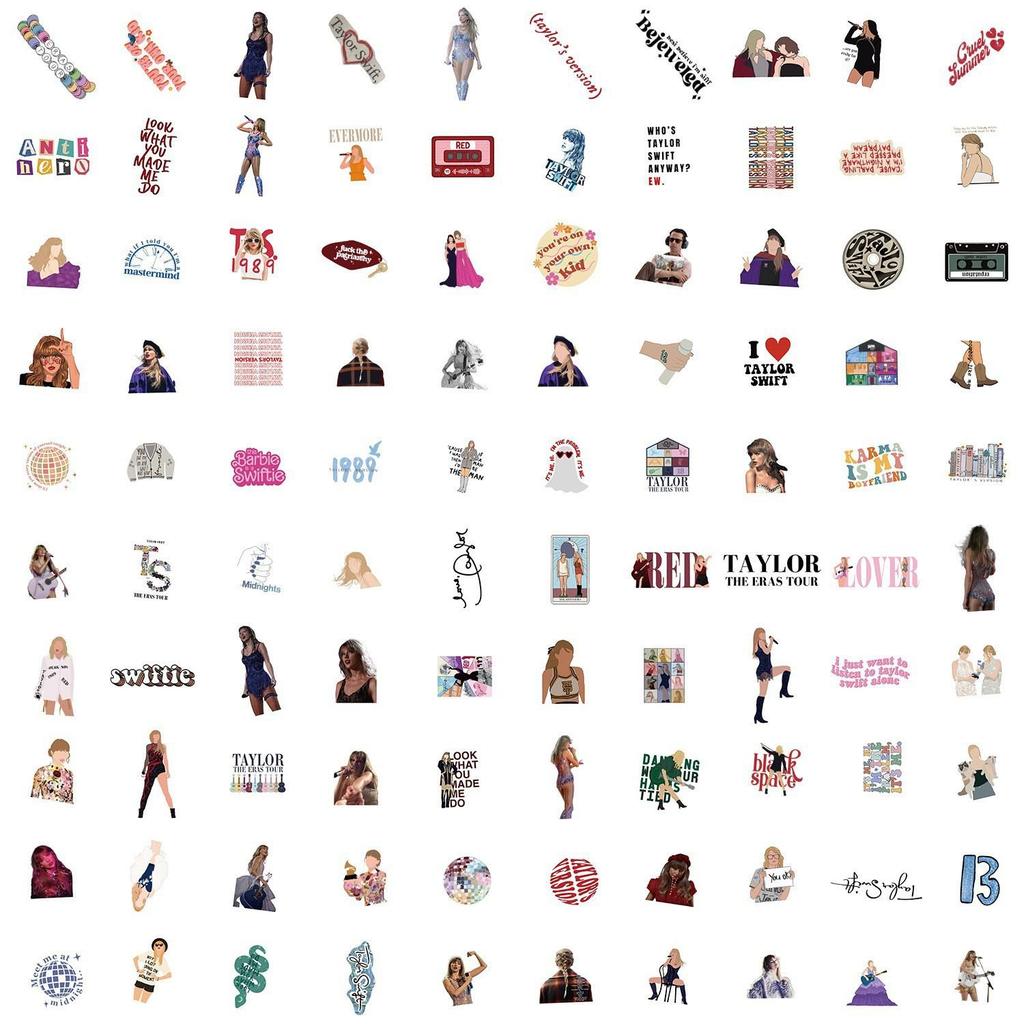 50 Stück Taylor Swift Wasserdichte Dekorationsaufkleber für Gepäck, Skateboards und Computer