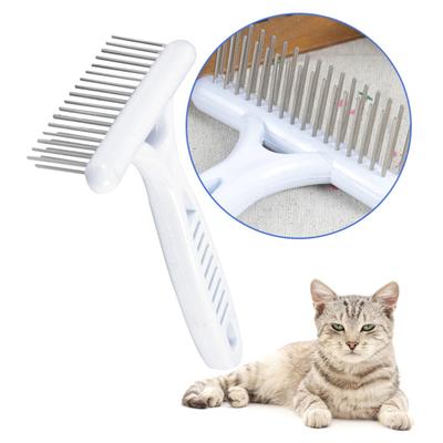 Pettine per animali domestici in acciaio inossidabile a doppia fila, design per toelettatura di animali domestici, spazzola per la caduta di peli corti e lunghi per cani e gatti